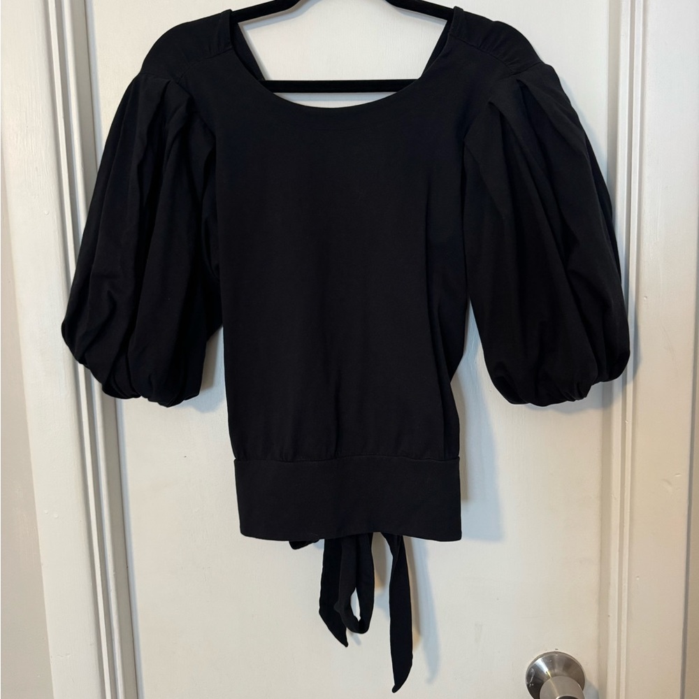 Express Elegant Black Women's Top with tie waist and crossover back size XL